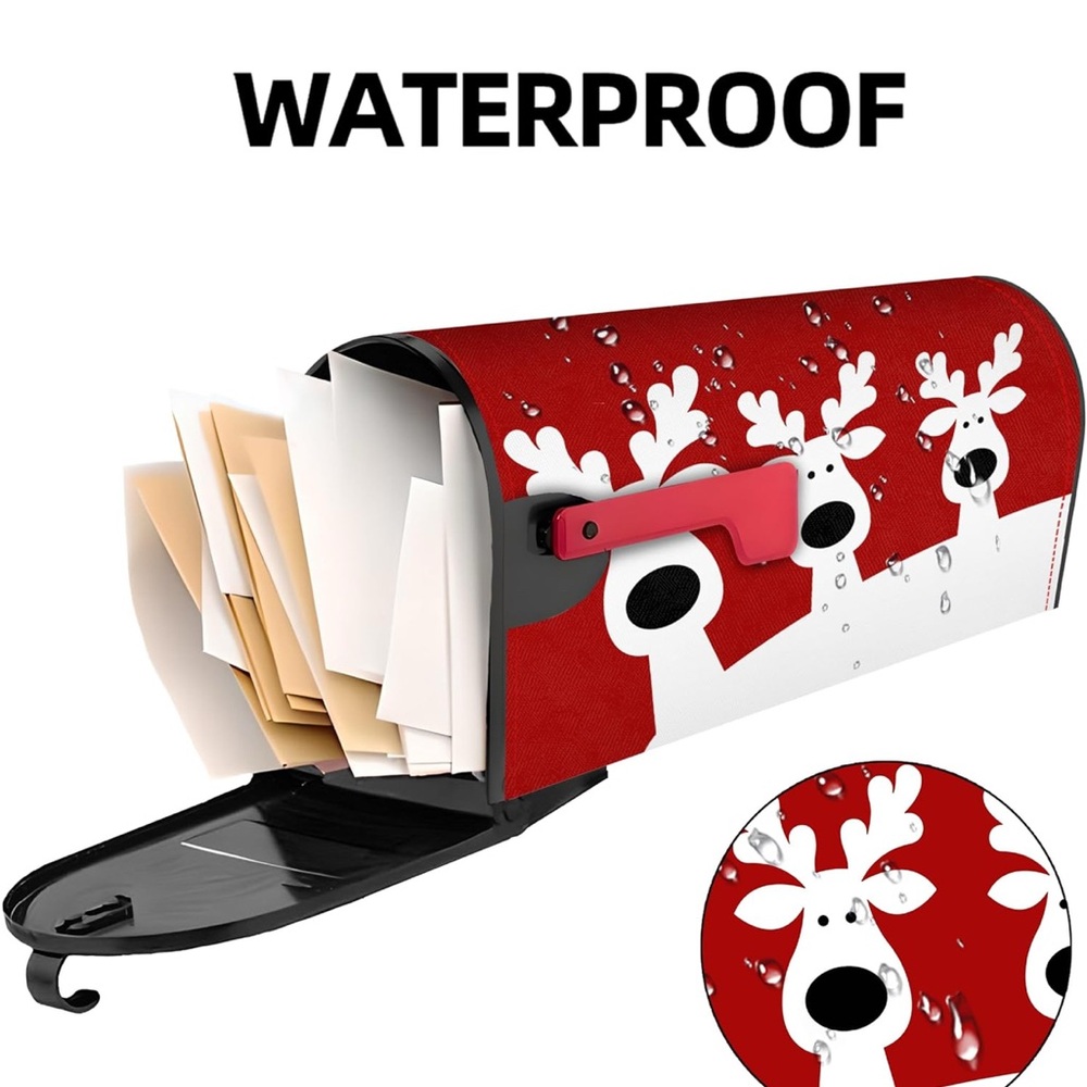 Festive Red Reindeer Mailbox Cover